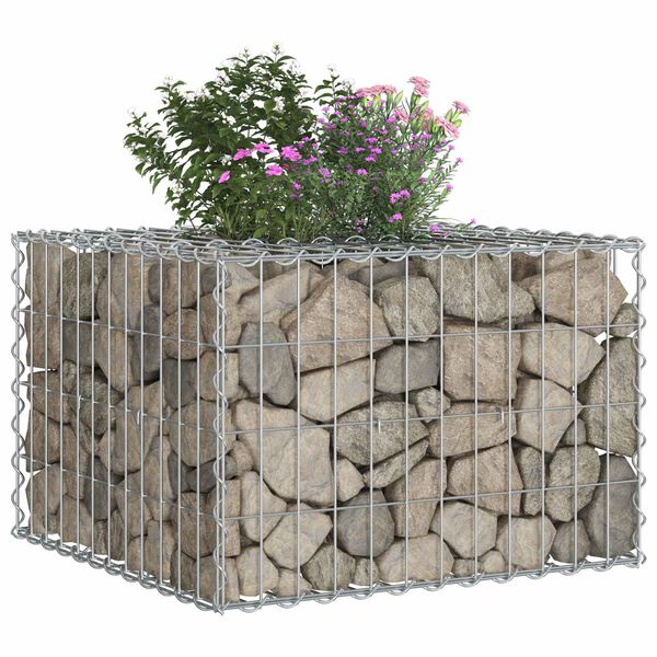 vidaXL Pat ridicat din gabion Argintiu 60 x 60 x 40 cm Oțel Galvanizat