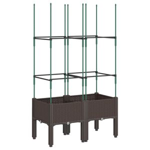 vidaXL Jardinieră de grădină cu spalier, maro, 80x40x142,5 cm, PP