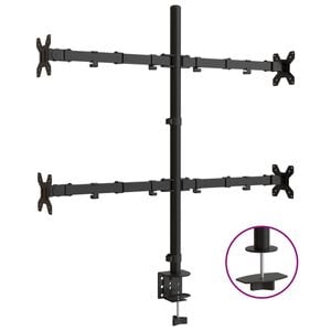 vidaXL Suport de perete pentru monitor VESA 75/100 mm, negru, oțel