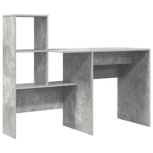 vidaXL Birou Gri din beton Lemn prelucrat 131,5 x 50 x 106,5 cm
