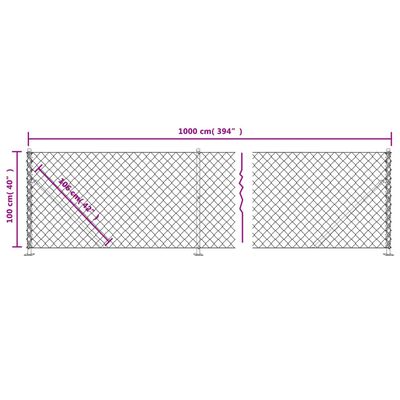 vidaXL Gard plasă de sârmă cu bordură, verde, 1x10 m