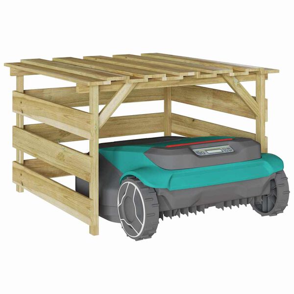 vidaXL Garaj pentru mașină de tuns iarba robotizată Maro