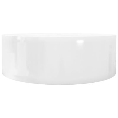 Chiuvetă de baie din ceramică, orificiu robinet/preaplin, rotund, alb