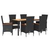 vidaXL Set mobilier de grădină cu perne, 7 piese, negru, poliratan