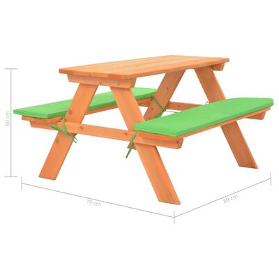 vidaXL Masă cu bănci pentru picnic copii 89x79x50cm lemn masiv brad