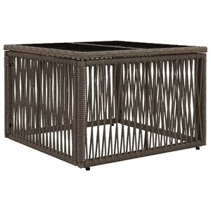 vidaXL Masă de Grădină Gri și negru 55 x 55 x 37 cm Ratan PE și sticlă