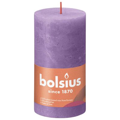 Bolsius Lumânări bloc rustice Shine, 4 buc., violet vibrant, 130x68 mm