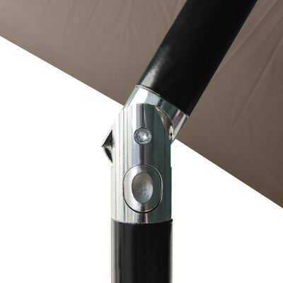 vidaXL Umbrelă de soare cu stâlp din oțel & LED-uri, gri taupe, 2x3 m