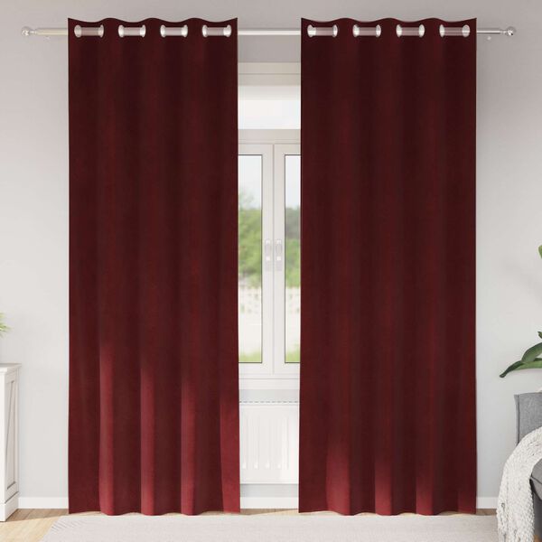 vidaXL Perdele opace 2 pcs Roșu Vin 140 x 225 cm Catifea