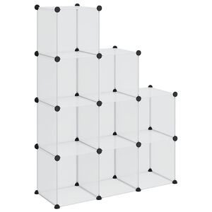 vidaXL Organizator cub de depozitare, 9 cuburi, transparent, PP