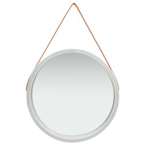 vidaXL Oglindă de perete cu o curea, 60 cm, argintiu