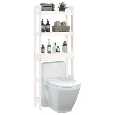 vidaXL Raft de toaletă, alb, 63x26x171 cm, lemn masiv de pin