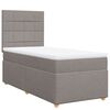 vidaXL Pat box spring cu saltea, gri taupe, 90x200 cm, textil