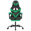 vidaXL Scaun de gaming pivotant/suport picioare negru/verde piele eco