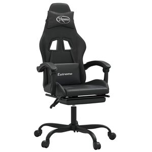 vidaXL Scaun de gaming pivotant/suport picioare negru piele ecologică