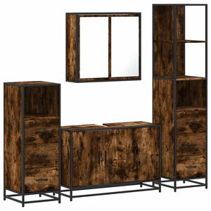 vidaXL Set de mobilier de baie 4 piese Lemn prelucrat de stejar afumat