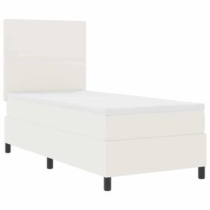 vidaXL Pat cu arc LED Crema și Alb 80 x 200 cm Țesătură din corduroy