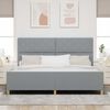 vidaXL Cadru de pat cu headboard Gri deschis 200 x 200 cm țesătură