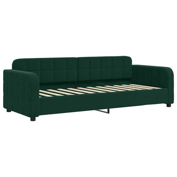 vidaXL Pat de zi cu extensie și saltele verde &icirc;nchis 80x200 cm catifea