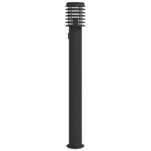 vidaXL Lampă exterioară de podea cu priză, negru, 110 cm, oțel inox