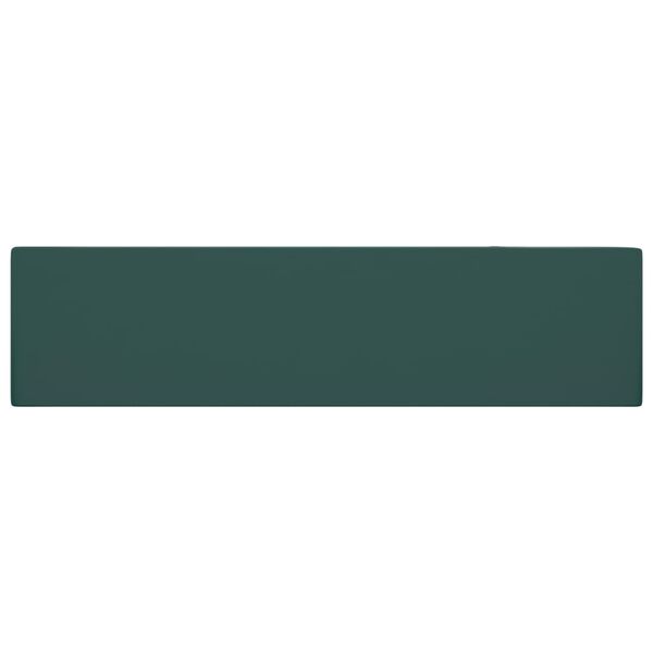 vidaXL Chiuvetă de baie cu preaplin, verde &icirc;nchis, ceramică