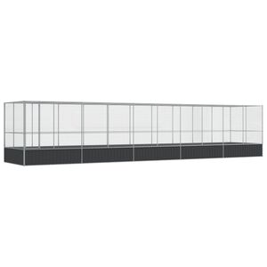 vidaXL Voliera de păsări cu extensie, argintiu, 1039x207x212 cm, oțel