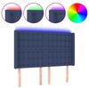 vidaXL Tăblie de pat cu LED, albastru, 147x16x118/128 cm, textil