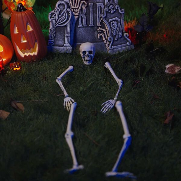 vidaXL Schelet de Halloween Alb 45,5 x 13 cm Plastic