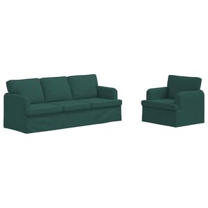 vidaXL Set de canapea 2 buc. Verde &icirc;nchis țesătură