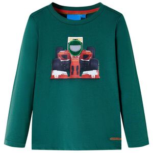 vidaXL Tricou de copii cu m&acirc;neci lungi, verde, 116