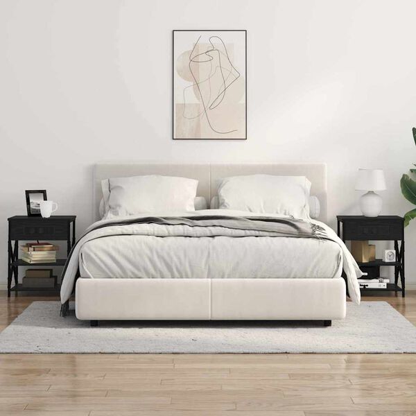 vidaXL Dulap de noapte Stejar Negru 41 x 31 x 51 cm Lemn compozit