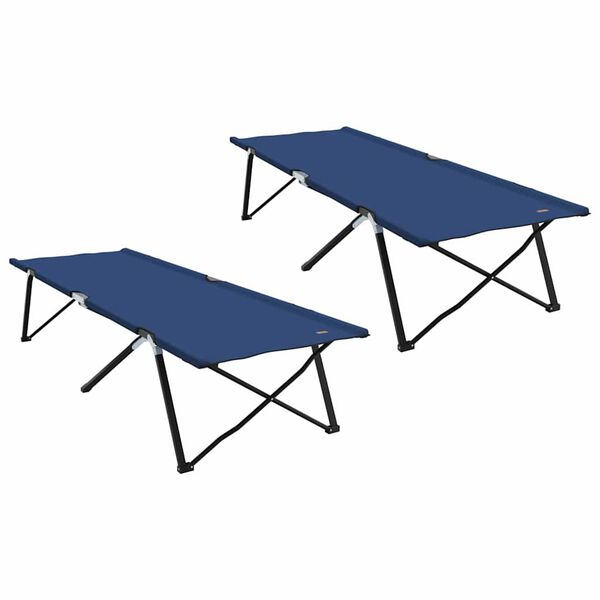 vidaXL Pat pliabil pentru camping 2 pcs albastru 206 x 76 x 74 cm