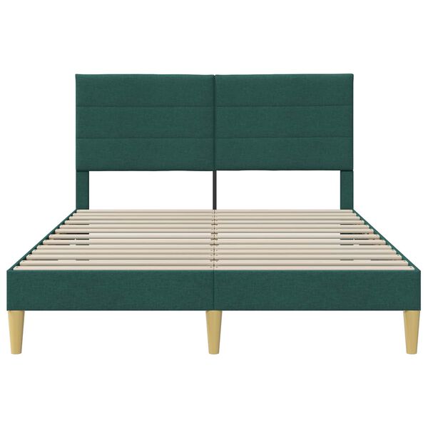 vidaXL Cadru de pat cu headboard Verde &icirc;nchis 120 x 190 cm țesătură