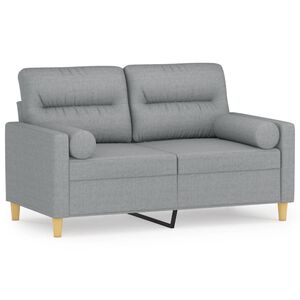 vidaXL Canapea cu 2 locuri cu pernuțe, gri deschis, 120 cm, textil