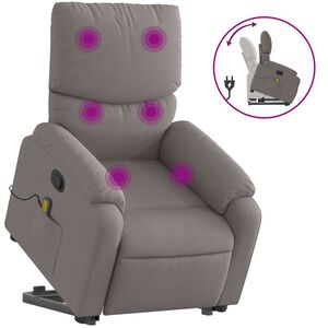 vidaXL Fotoliu rabatabil de masaj cu ridicare, gri taupe, textil
