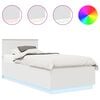 vidaXL Cadru de pat cu benzi LED Alb 90 x 190 cm Lemn prelucrat
