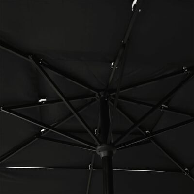 vidaXL Umbrelă de soare 3 niveluri, stâlp aluminiu, negru, 2,5x2,5 m