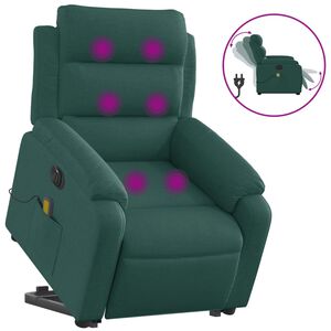 vidaXL Fotoliu electric masaj rabatabil / ridicare verde &icirc;nchis textil