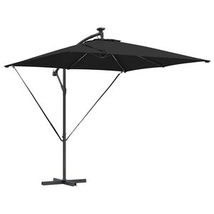 vidaXL Umbrelă de soare Negru 249 x 249 x 250 cm Poliester și Aluminiu