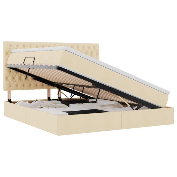 vidaXL Pat cu saltea și LED cu saltea Creme 180 x 200 cm Poliester