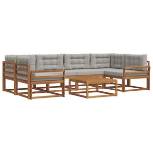 vidaXL Set de canapele de exterior 7 pcs Gri natural și deschis