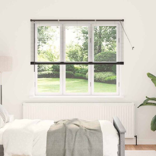 vidaXL Jaluzea pentru Fereastră cu perdele Manual Negru Aluminiu