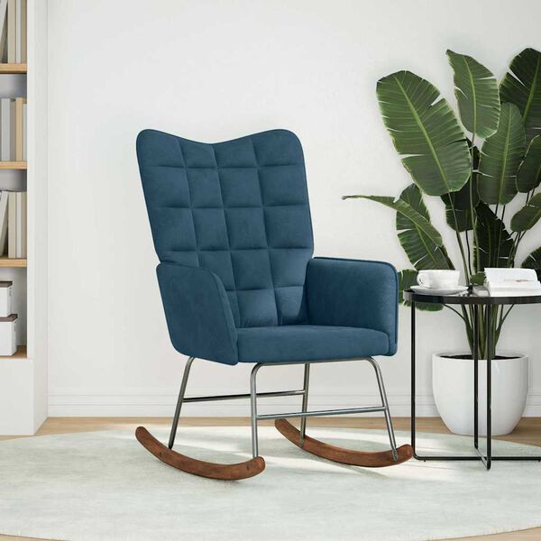 vidaXL Scaun balansoar, albastru, catifea