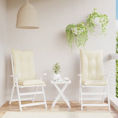 vidaXL Perne pentru scaun de grădină, 2 buc., crem, 120x50x7 cm