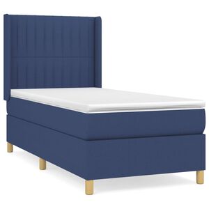 vidaXL Pat box spring cu saltea, albastru, 80x200 cm, textil