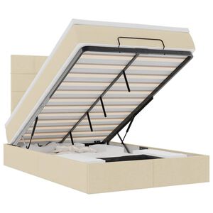vidaXL Cadru de pat otoman cu saltea crem 120x200cm stofa