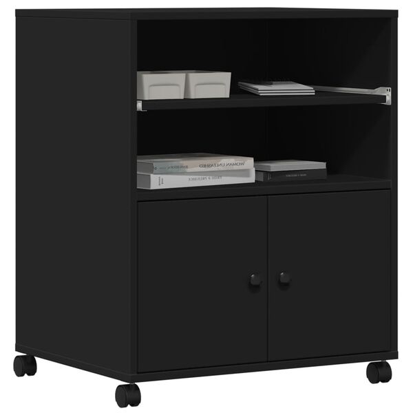 vidaXL Suport pentru imprimantă cu roți, negru, 60x48x74 cm