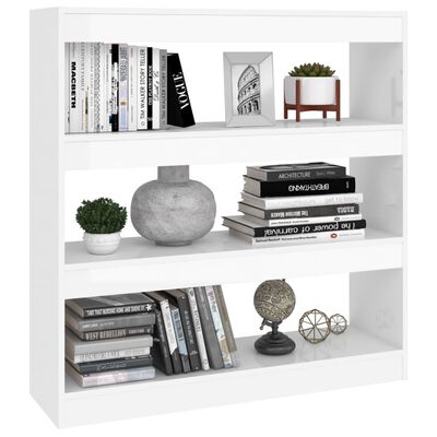 vidaXL Bibliotecă/Separator cameră, alb extra lucios, 100x30x103 cm