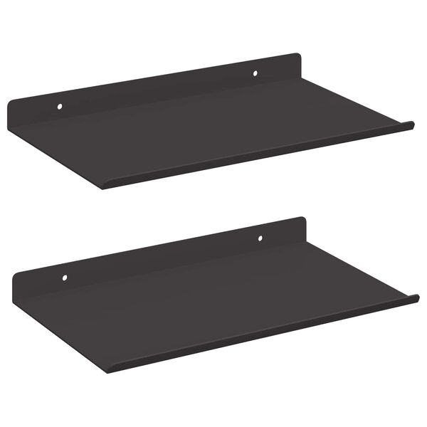 vidaXL Raft de perete cu raft Pe perete 2 pcs Negru 30 x 17,5 x 2,5 cm
