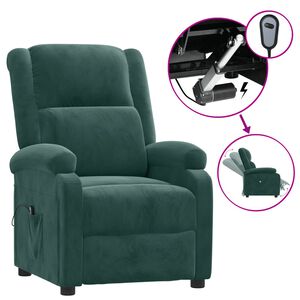 vidaXL Fotoliu rabatabil electric, verde &icirc;nchis, catifea